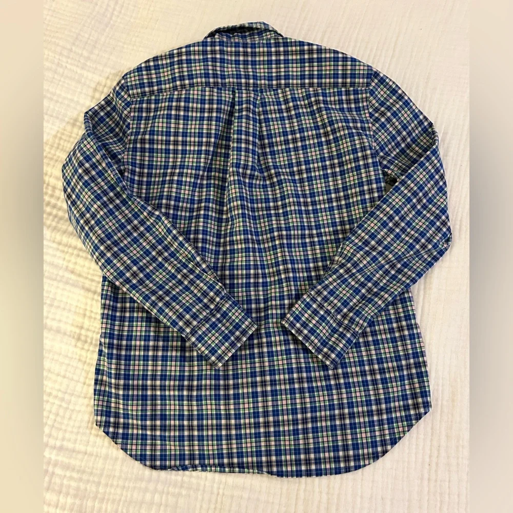 Polo Ralph Lauren long sleeve Shirt in Blue Green white purple plaid sz M(10-12)